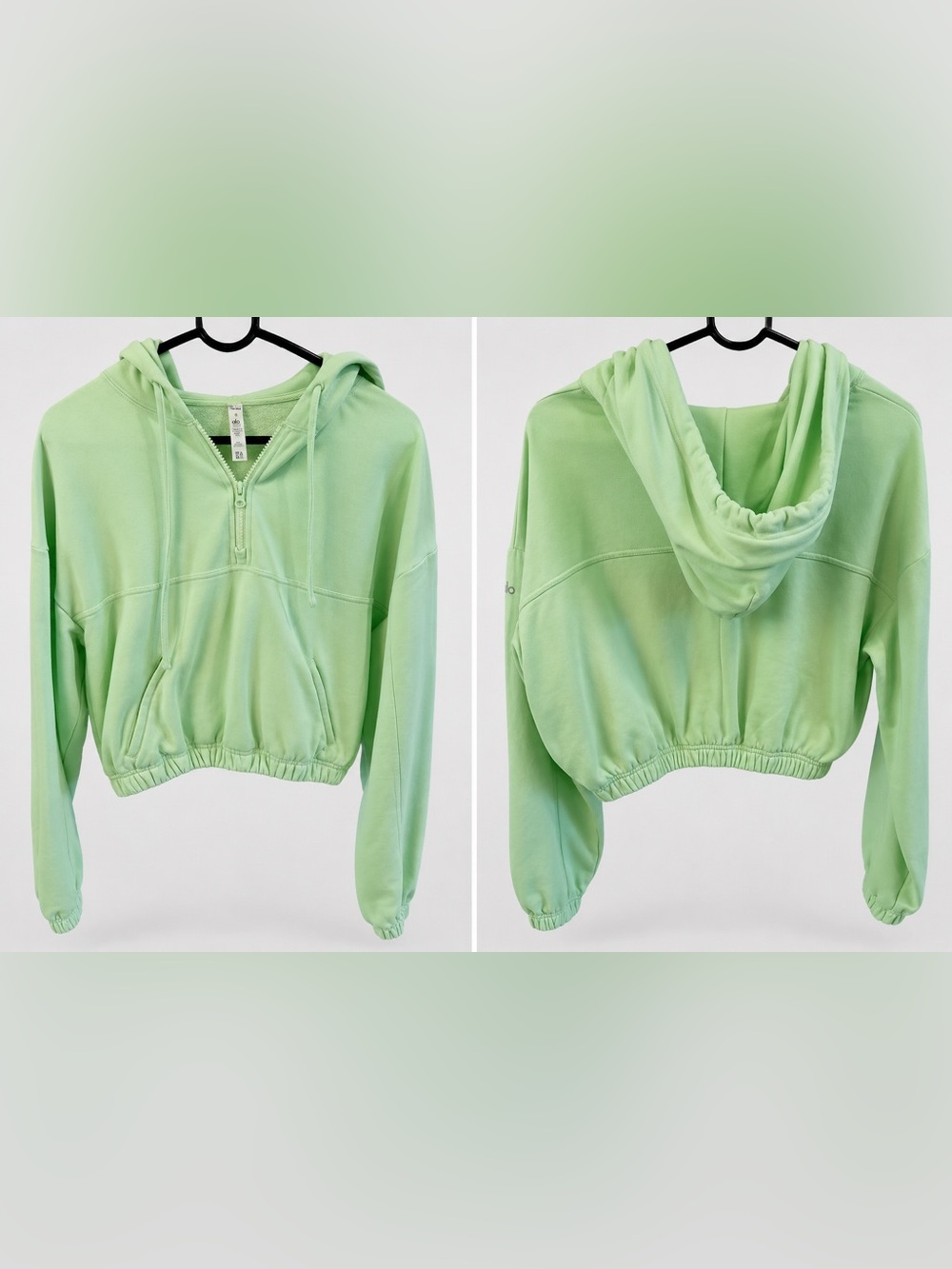 ALO Yoga Mint Cropped Zip Hoodie